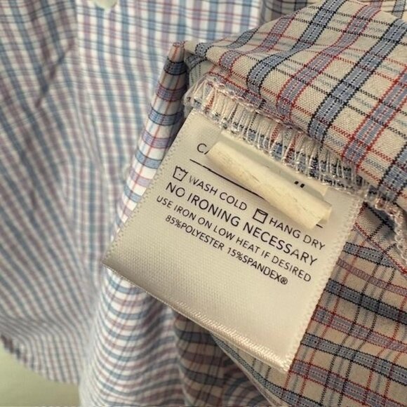 Mizzen+Main Shirt Mens Large Blue Red Plaid Leeward Performance Trim Fit Dress - Picture 4 of 7